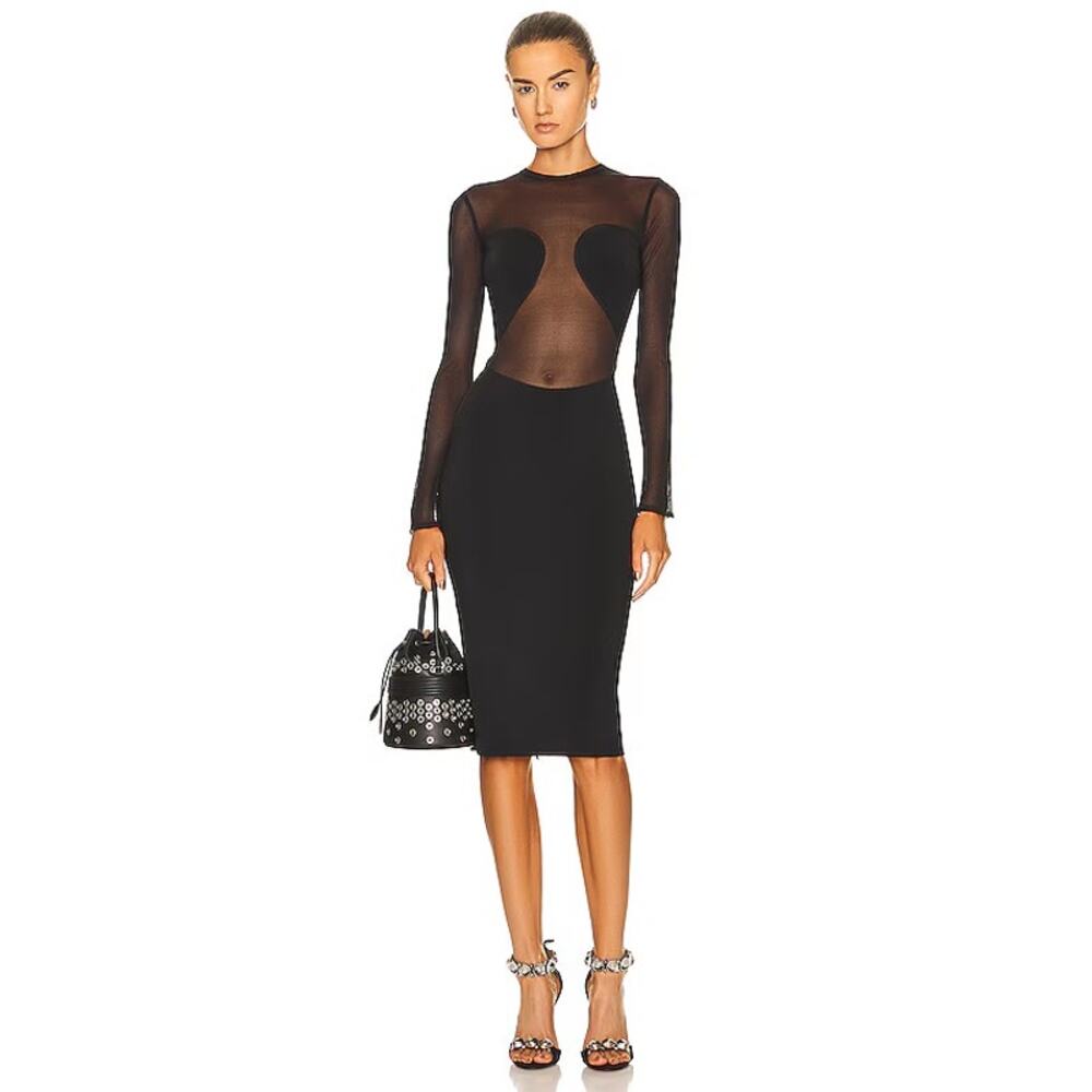 NEW ALAÏA Bodysheer Dress in Noir Black Silk Body Sheer Women's Size 10